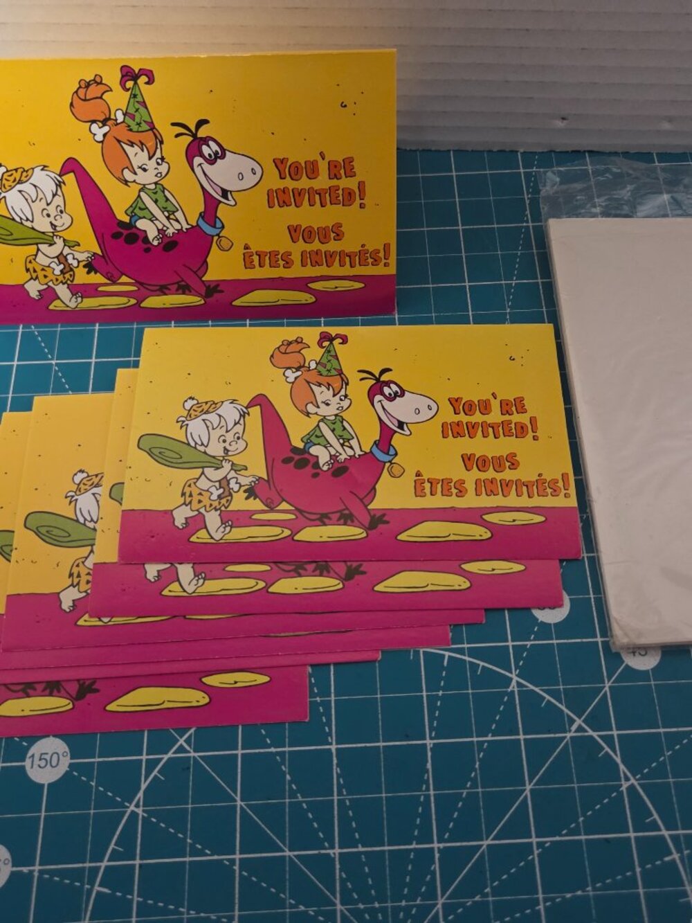 Vintage Hanna Barbera The Flintstones Post Card Birthday Invitations 70s-80s